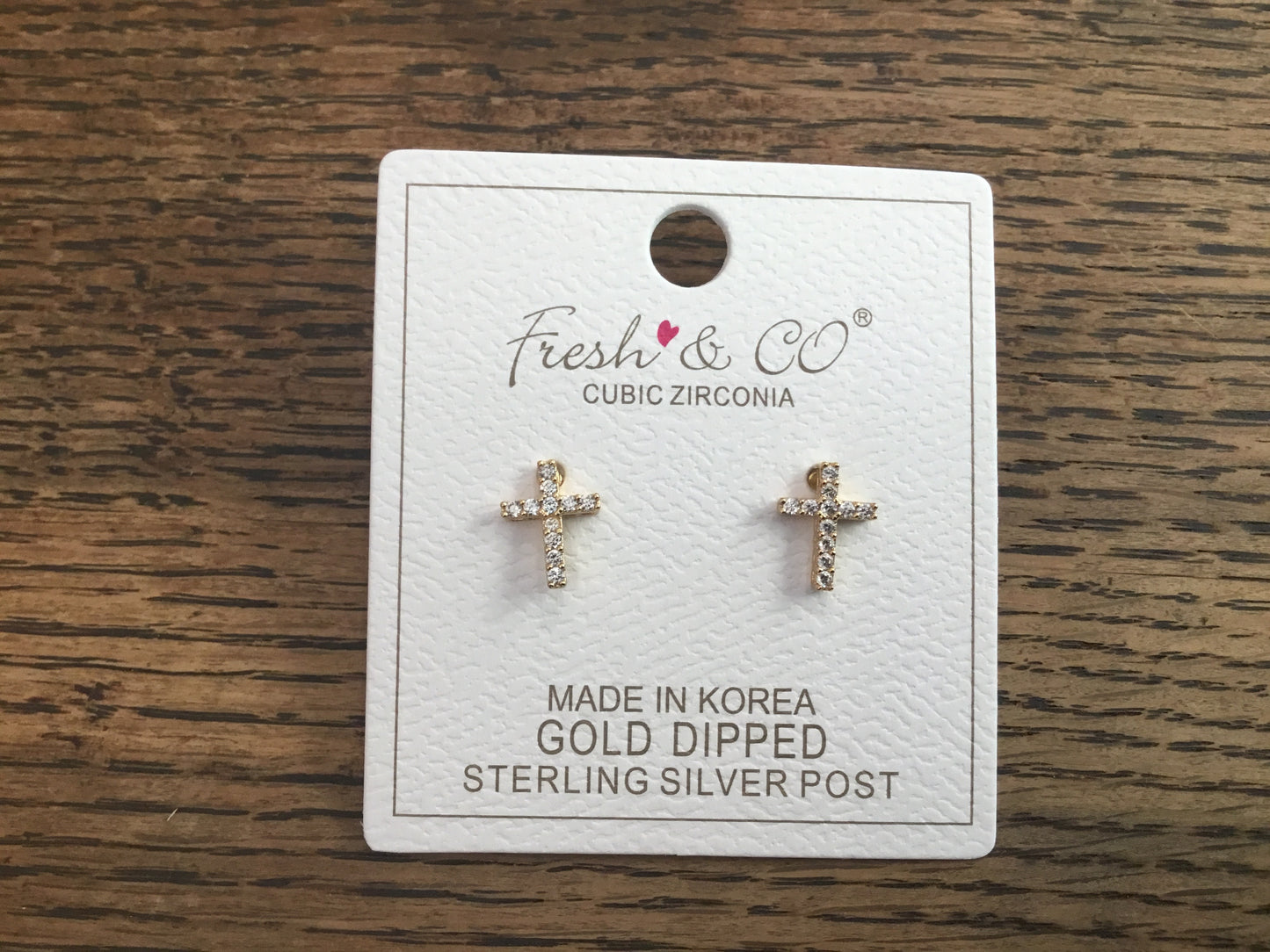 Paved cross post earrings