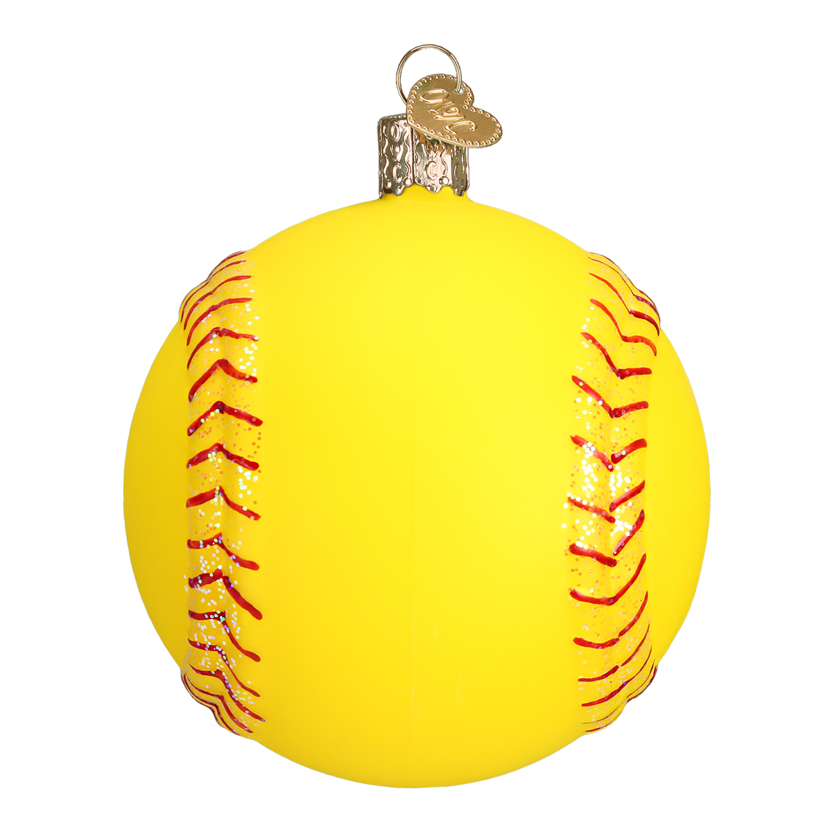 Softball Glass Ornament