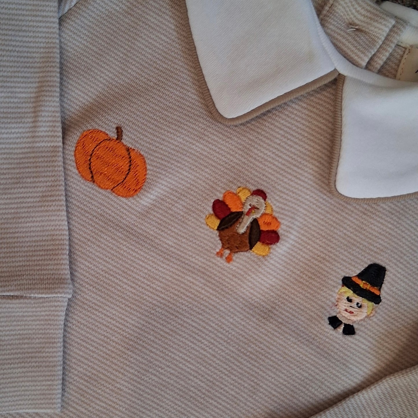 Thanksgiving Embroidered Peter Pan Top