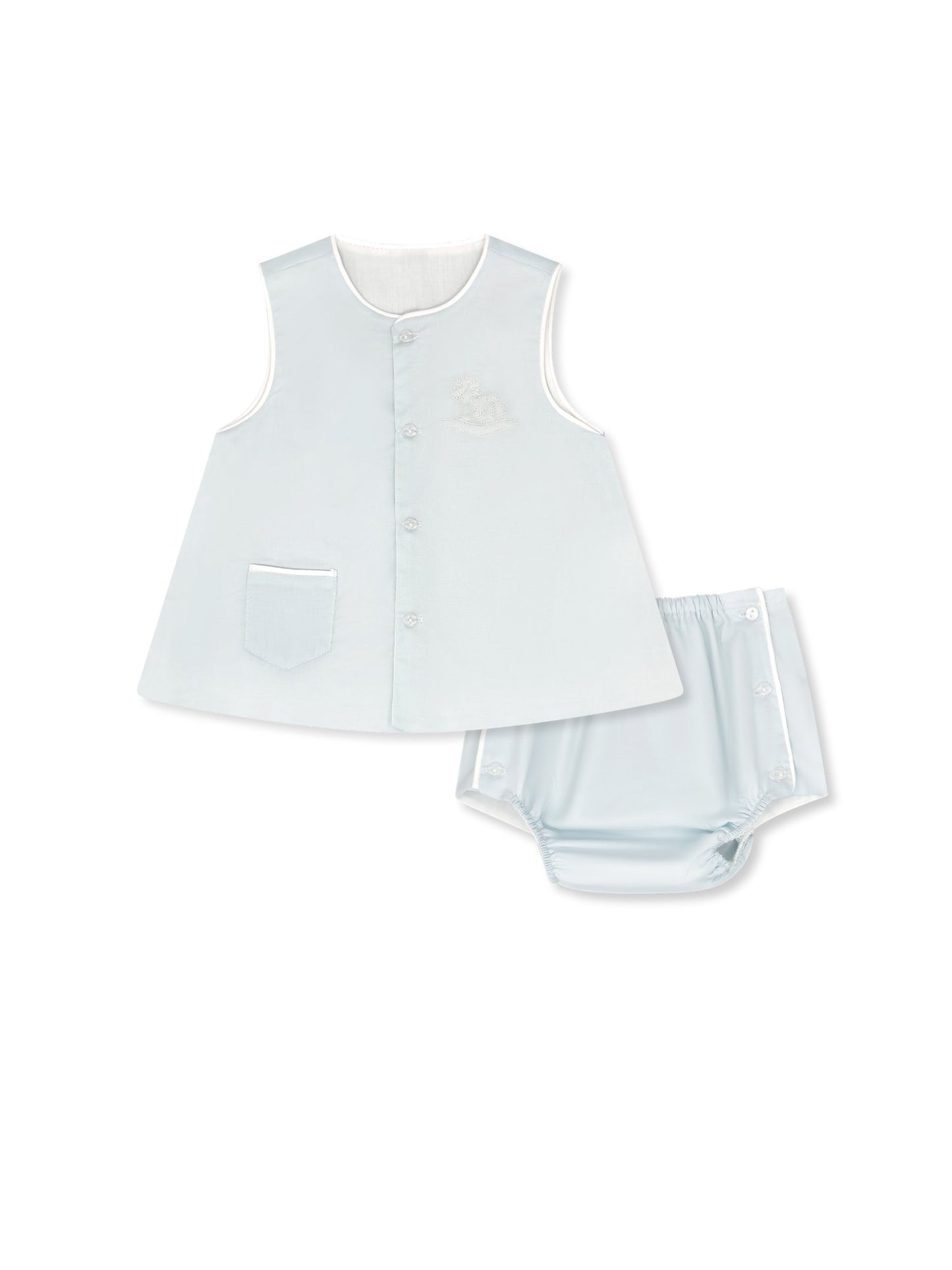 Mason Rocking Horse Embroidered Diaper Set