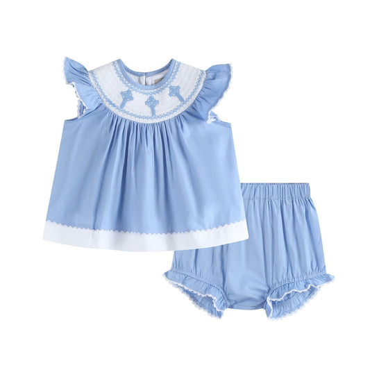 Smocked Crosses Bloomer Set
