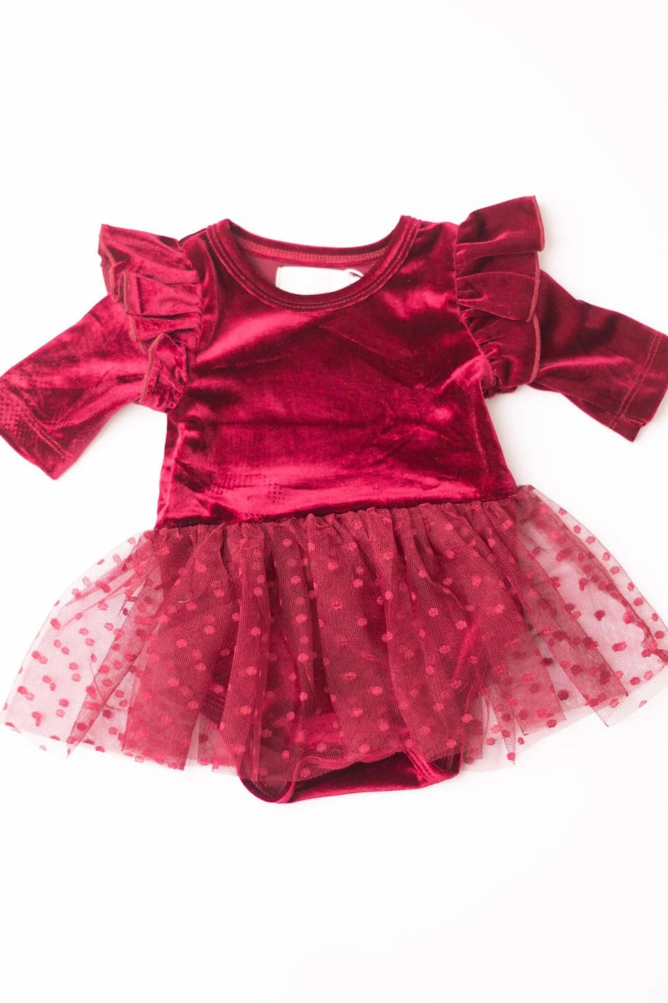 Cranberry Velvet Tutu Bodysuit