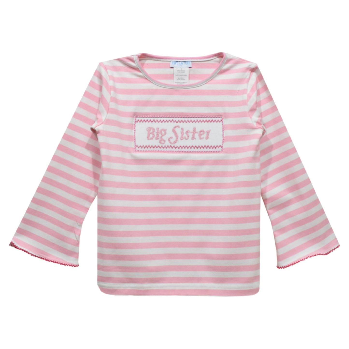 Big Sister Smocked Pink Stripe Long Sleeve T-shirt