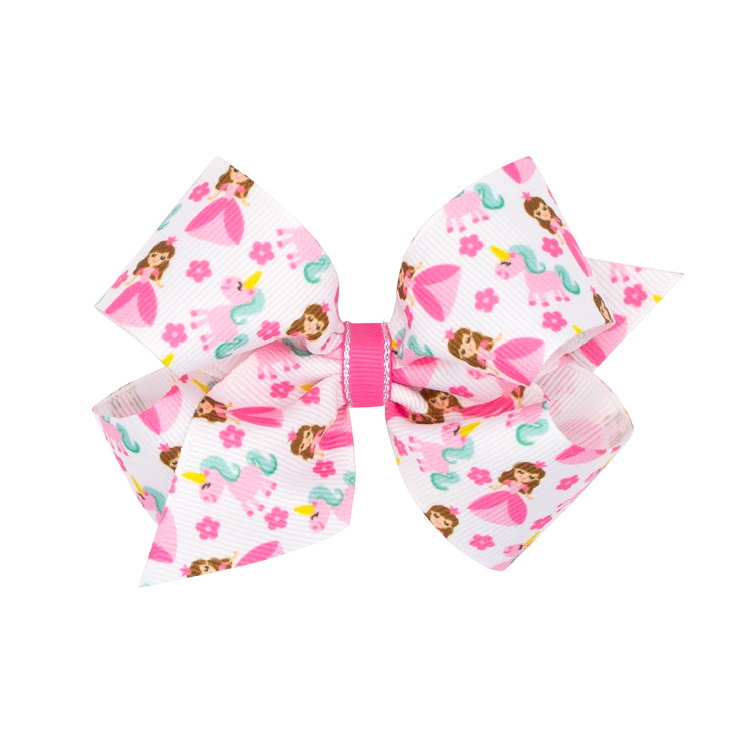 Unicorn + Princess Print Grosgrain Hair Bow