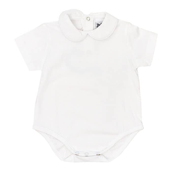 White Knit Baby Boys Onesie