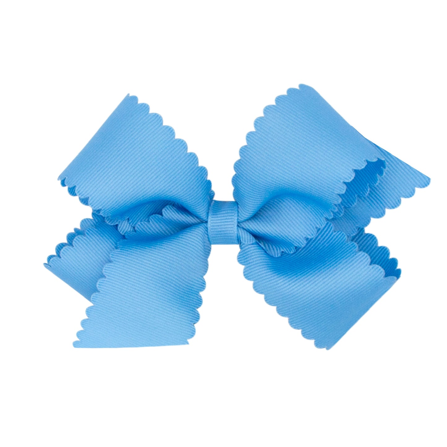 Copen Blue Grosgrain Scalloped Edge Girls Hair Bow