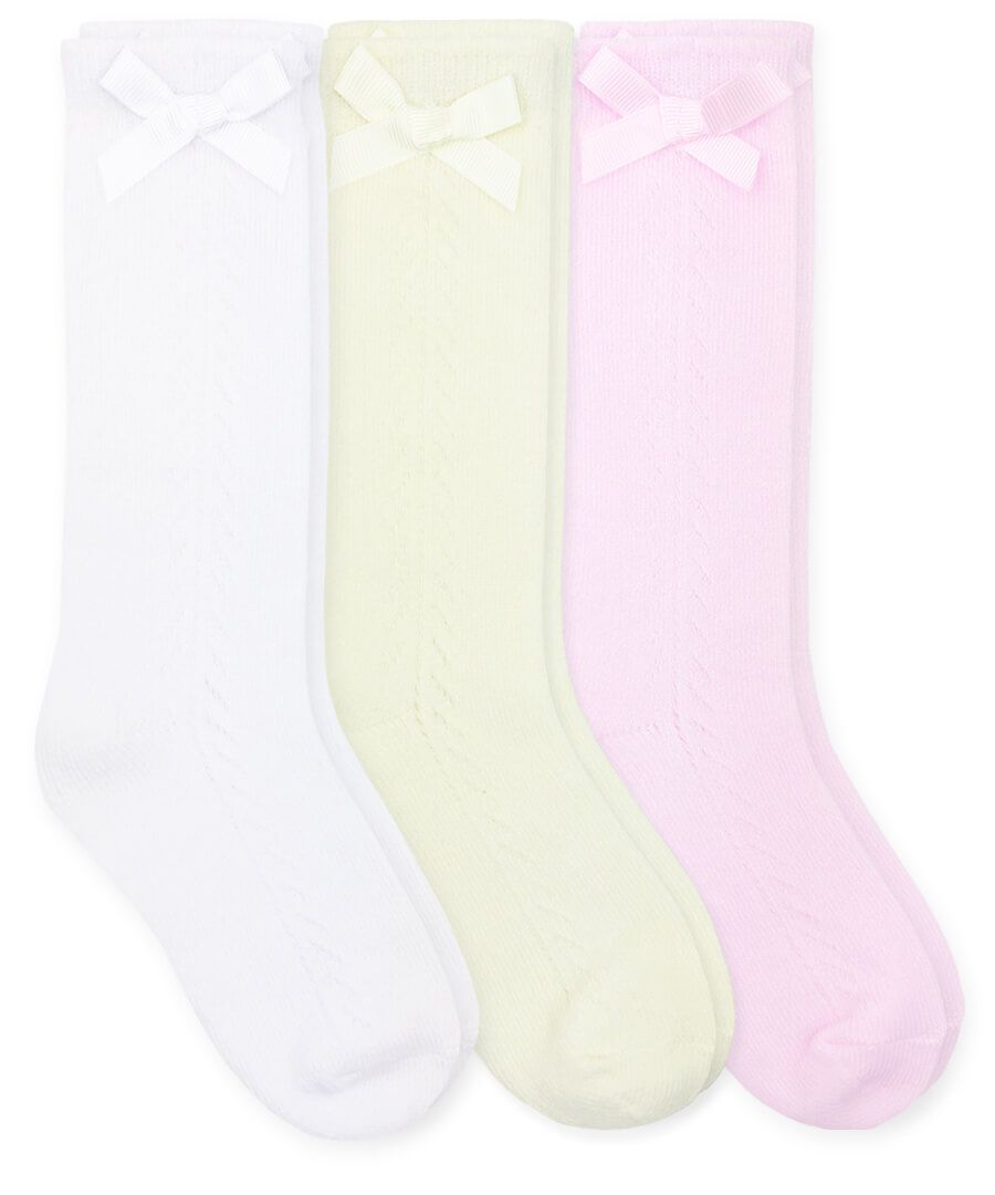 Pointelle Bow Knee High Socks