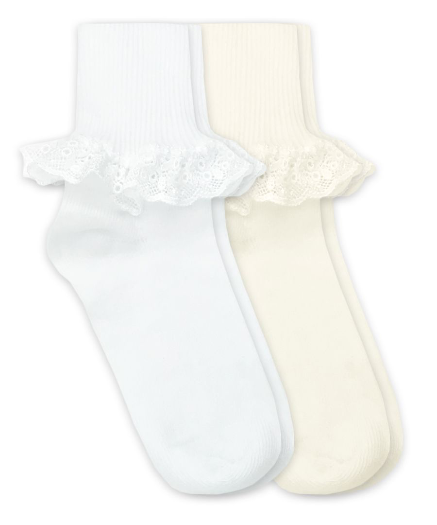 Chantilly Lace Turn Cuff Socks (White)