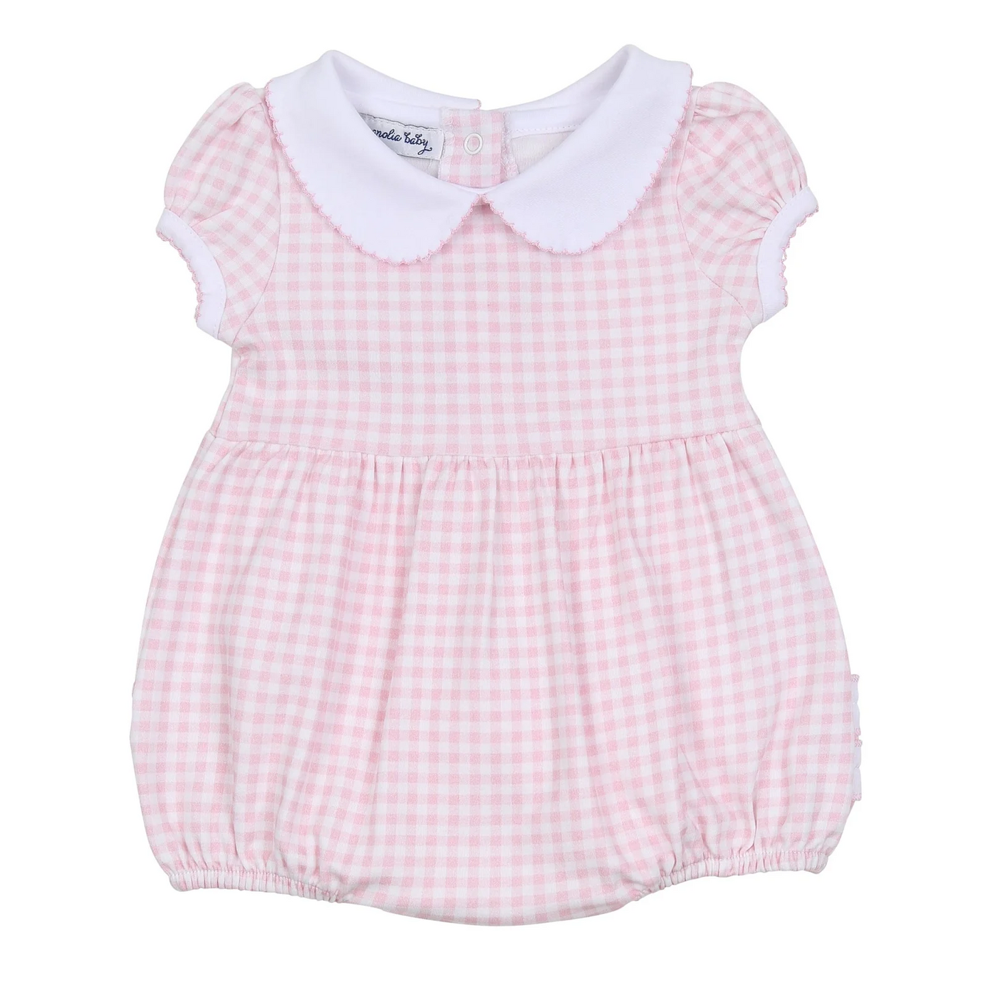 Mini Checks Collared Pink Bubble