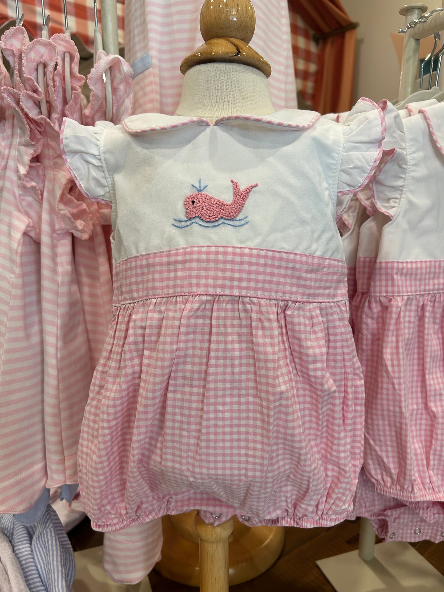 Pink Gingham Whale Bubble