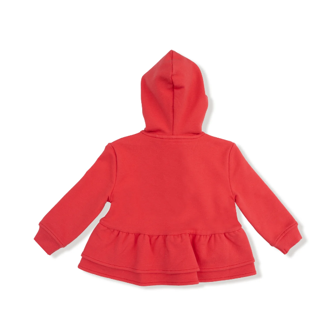 French Terry Peplum Hoodie - Red