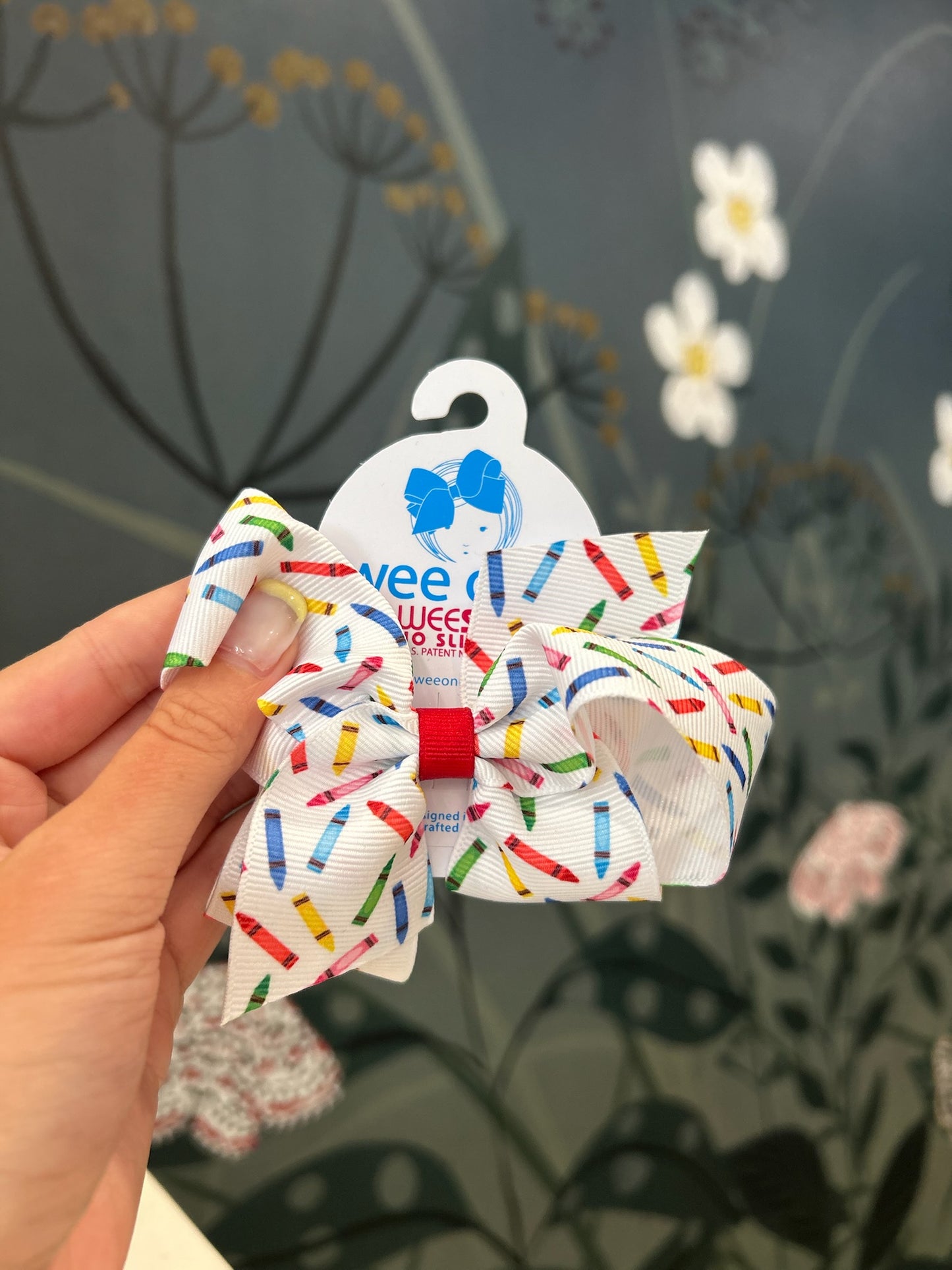 Crayons Print Grosgrain Hair Bow
