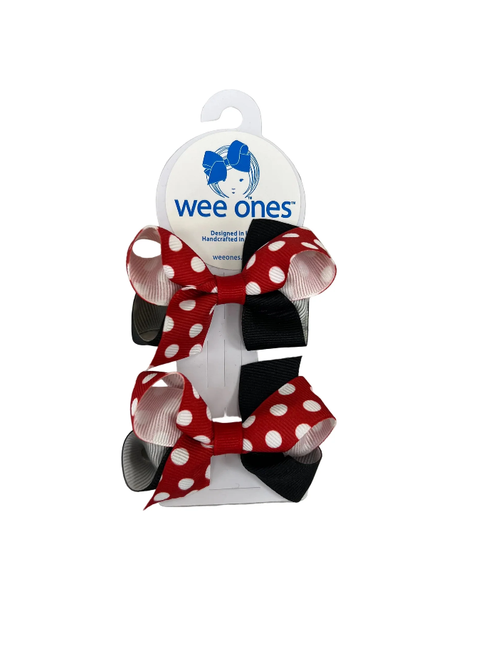 Red Dot Mini-Bow Pair