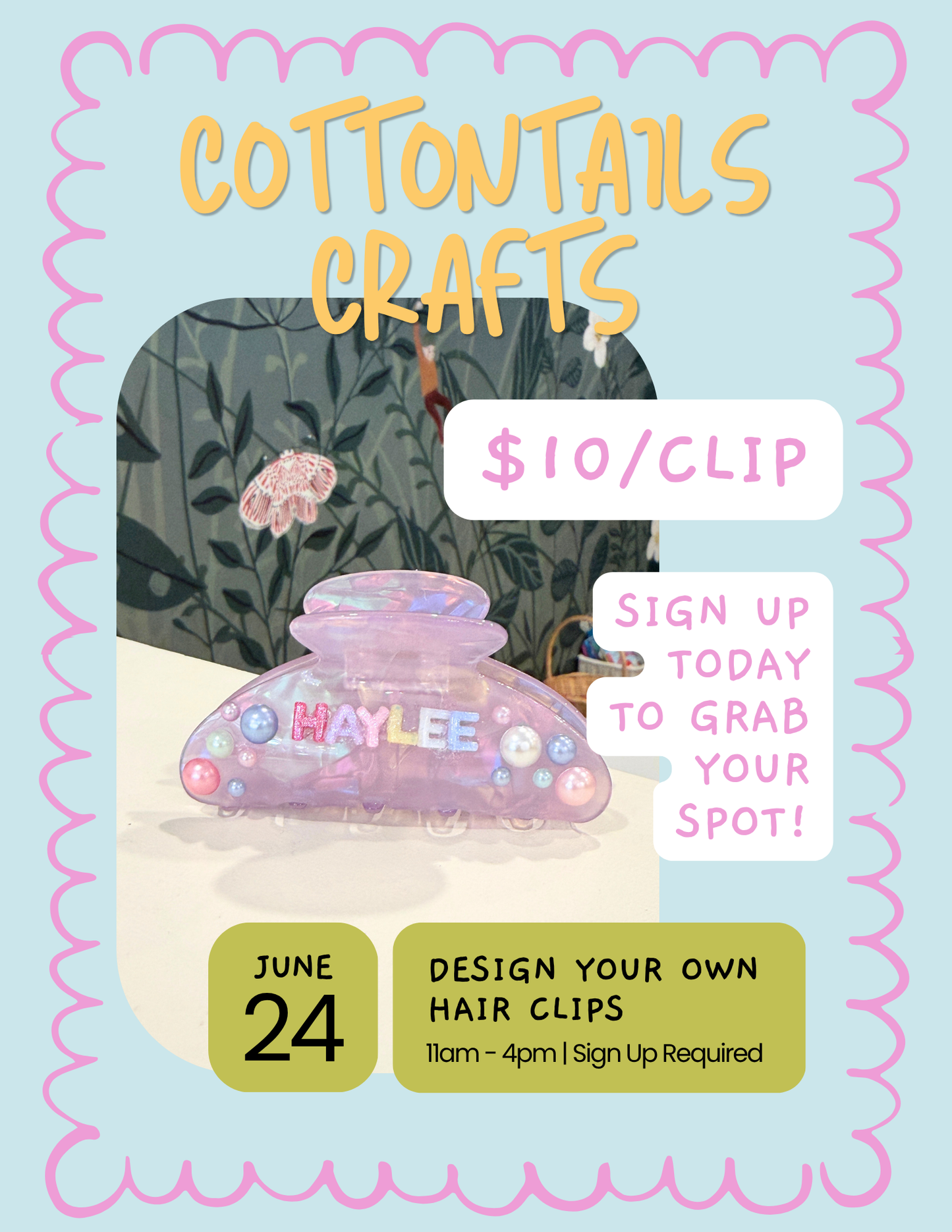 Cottontails Craft - Custom Hair Clips 6/24