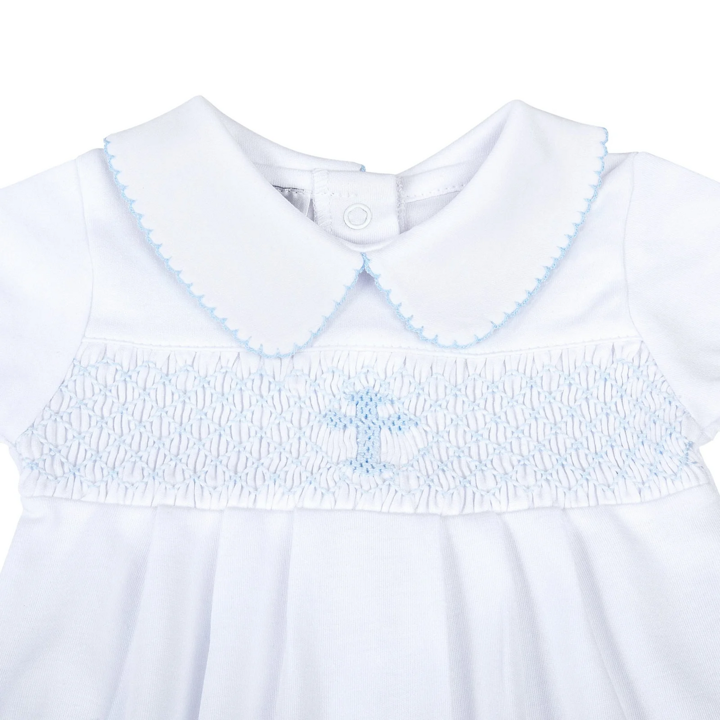 Boys Blessed Smocked Collared Short Sleeve Bubble