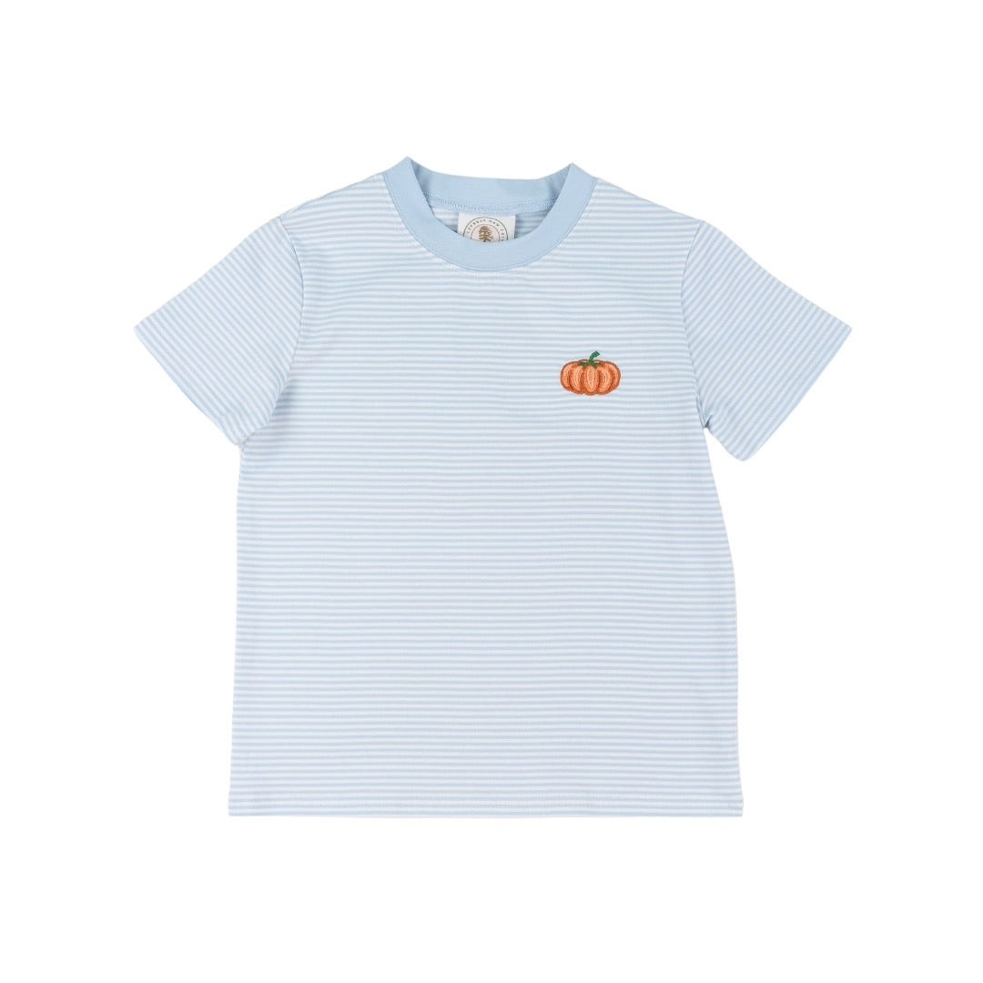 Boys Pumpkin Embroidered Shirt