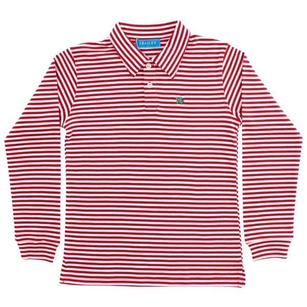Longsleeve Red/White Striped Polo