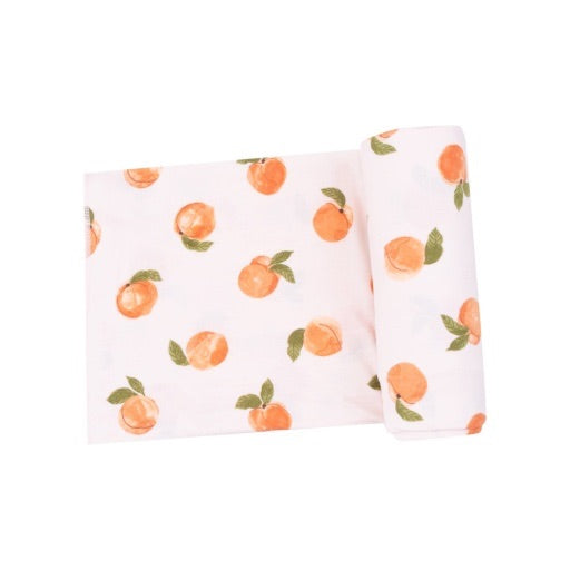 Watercolor Peaches Swaddle Blanket
