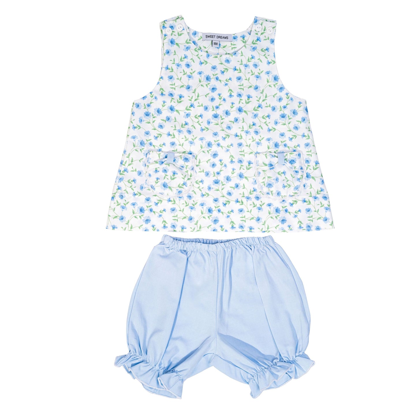 Glory Blue Floral Print Bloomer Set