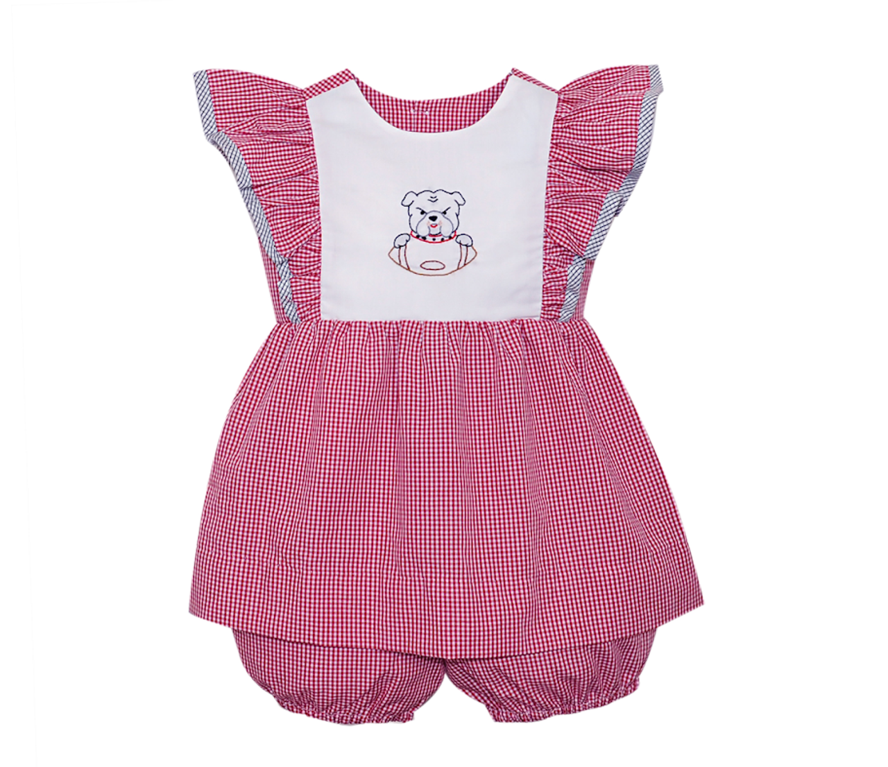 Bulldog Embroidered Girls Bloomer Set