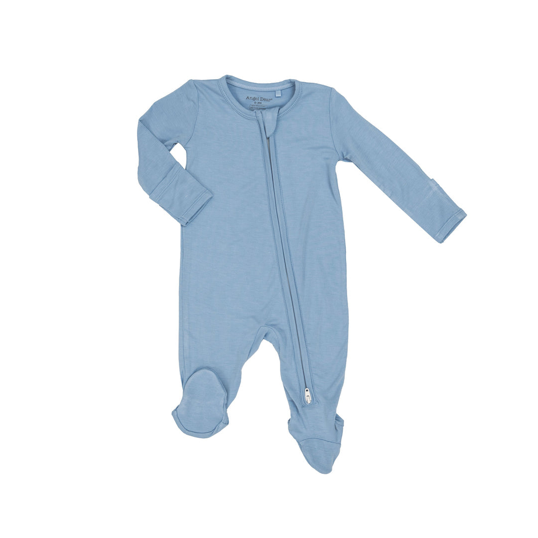 Two-Way Zipper Footie Cerulean Light Blue