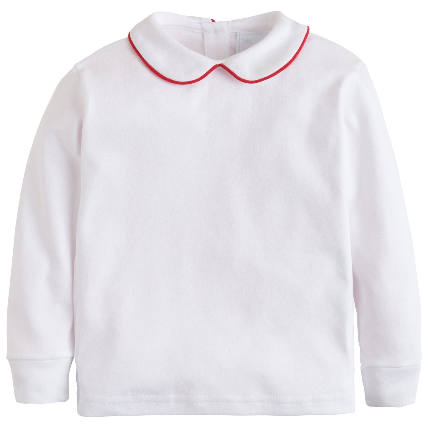 Red Piped Peter Pan Long Sleeve Shirt