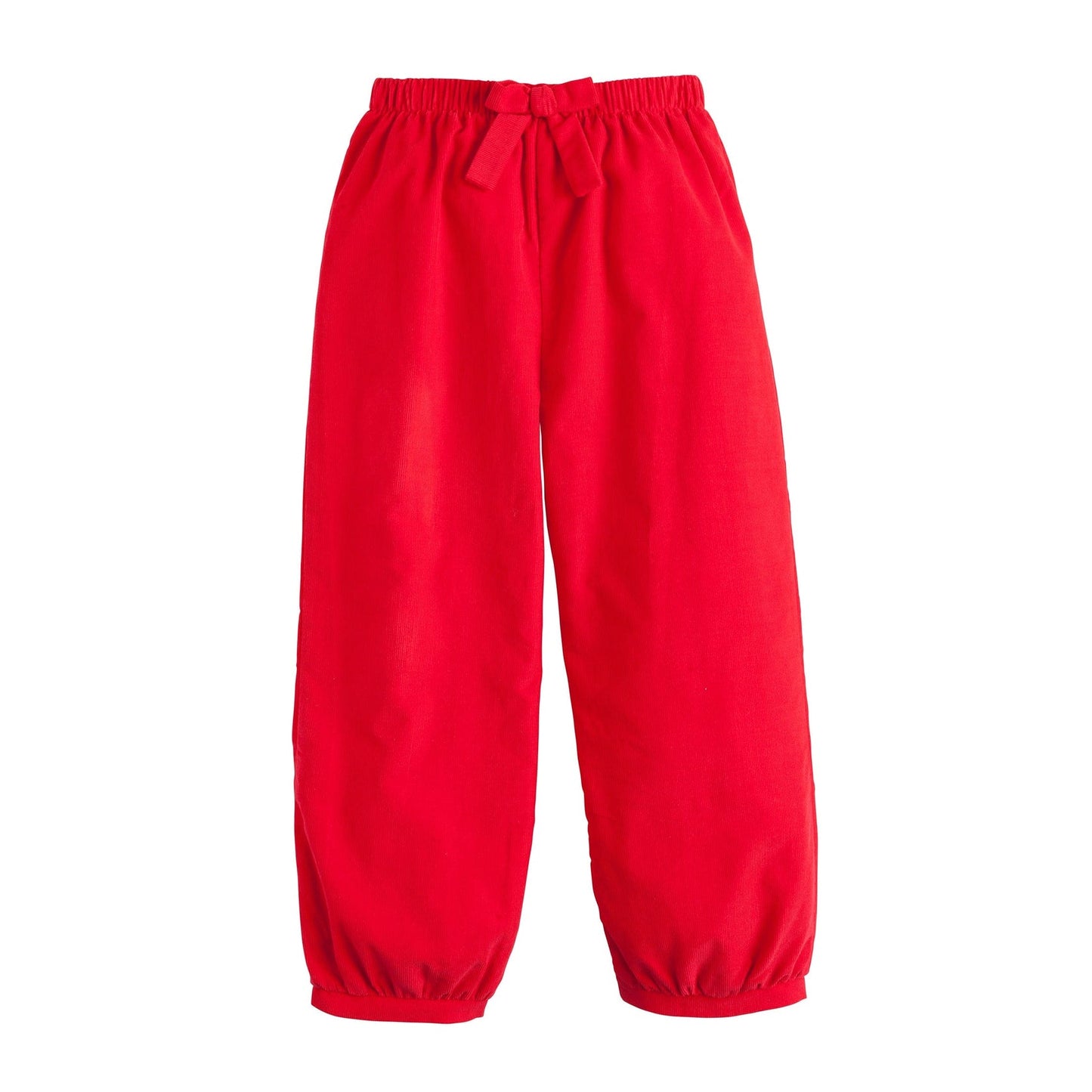 Girls Corduroy Banded Bow Pants - Red