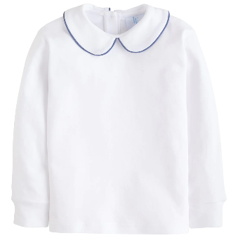 Gray Blue Piped Peter Pan Shirt