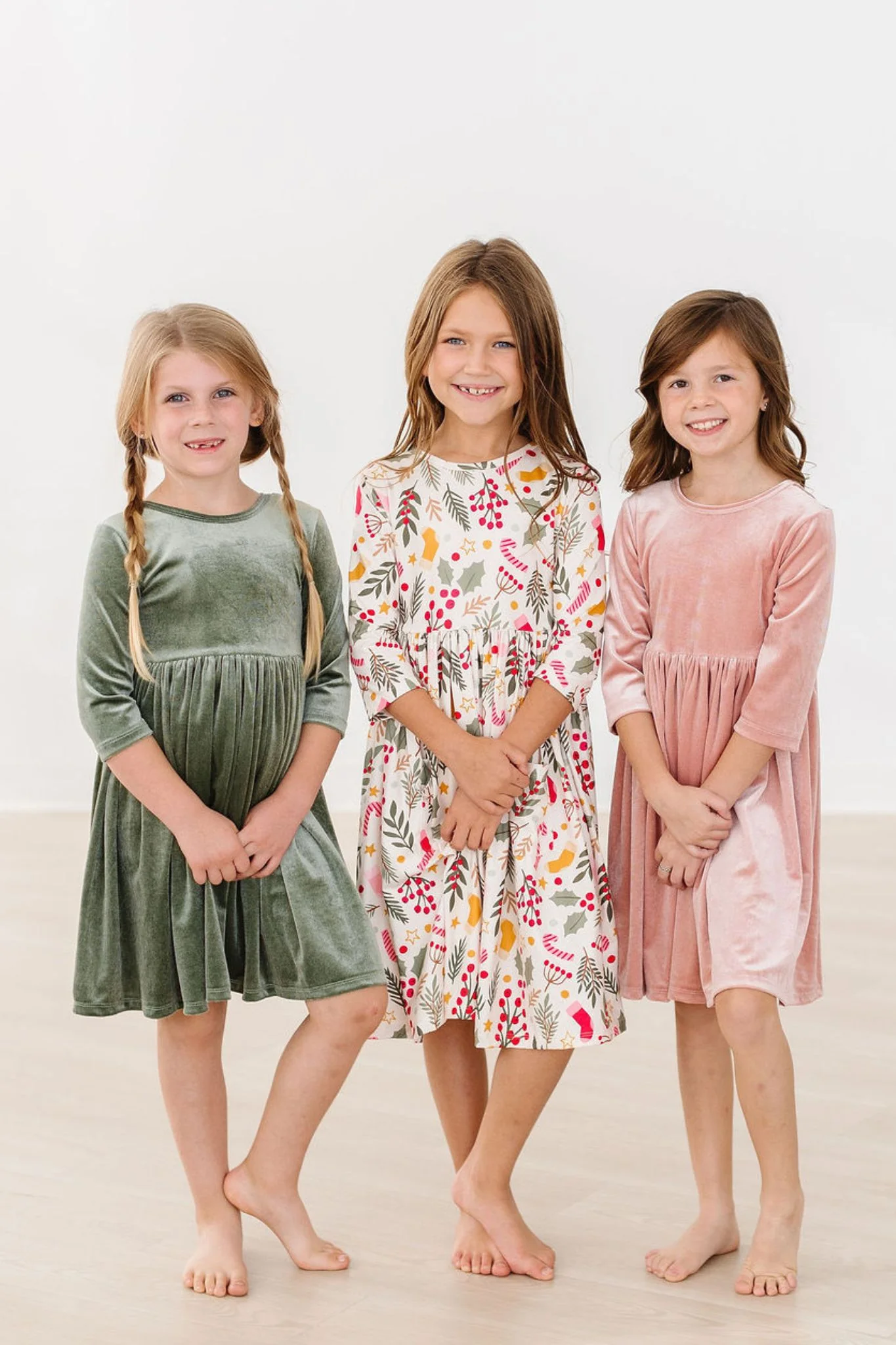 Sage Velvet Twirl Dress