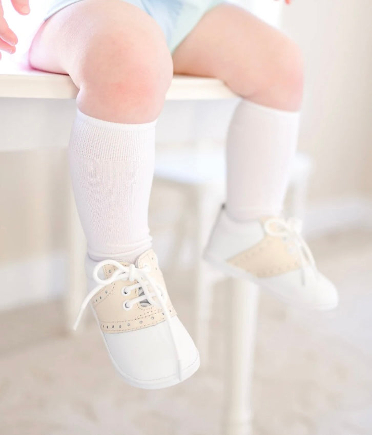 Austin Beige Leather Saddle Oxford Shoe (Baby)
