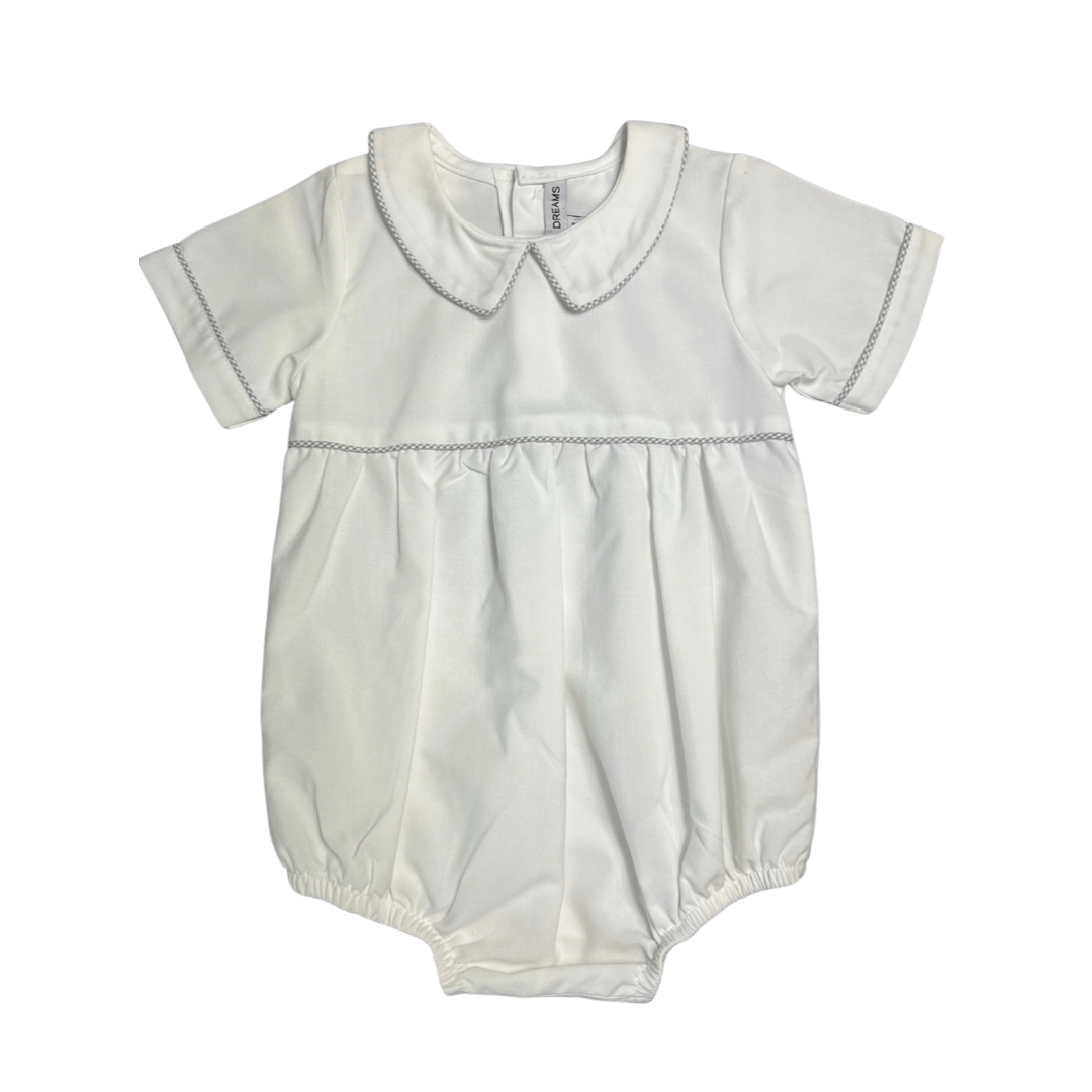 Grey Check Trim Boys Collar Bubble