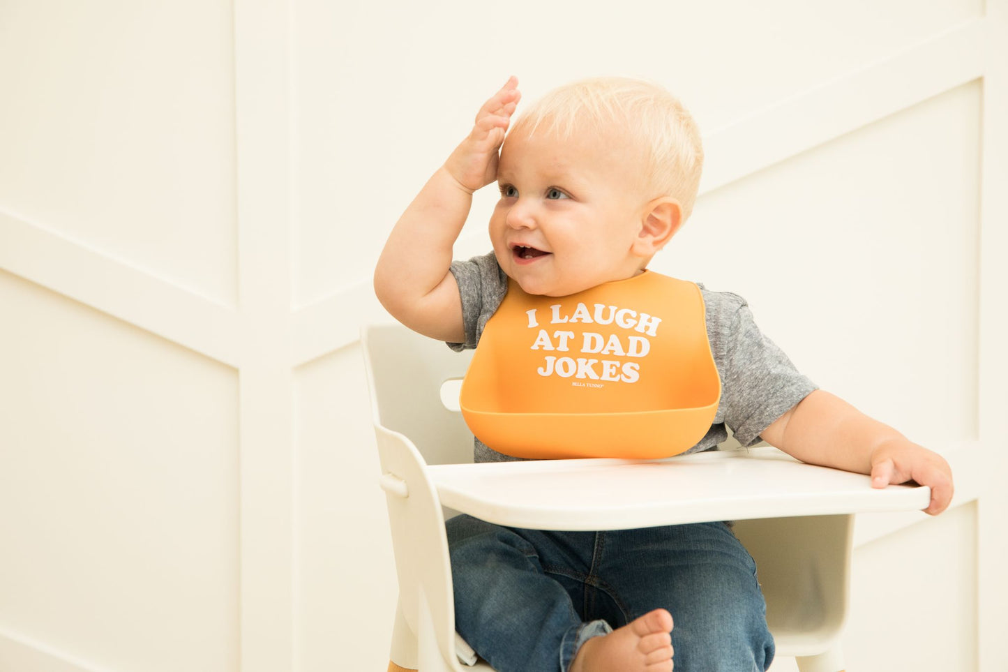 I Laugh at Dad Jokes Silicone Wonder Bib