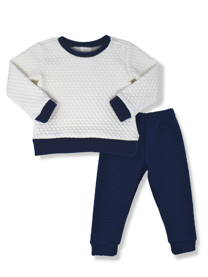 Navy and Cream Quilted Set