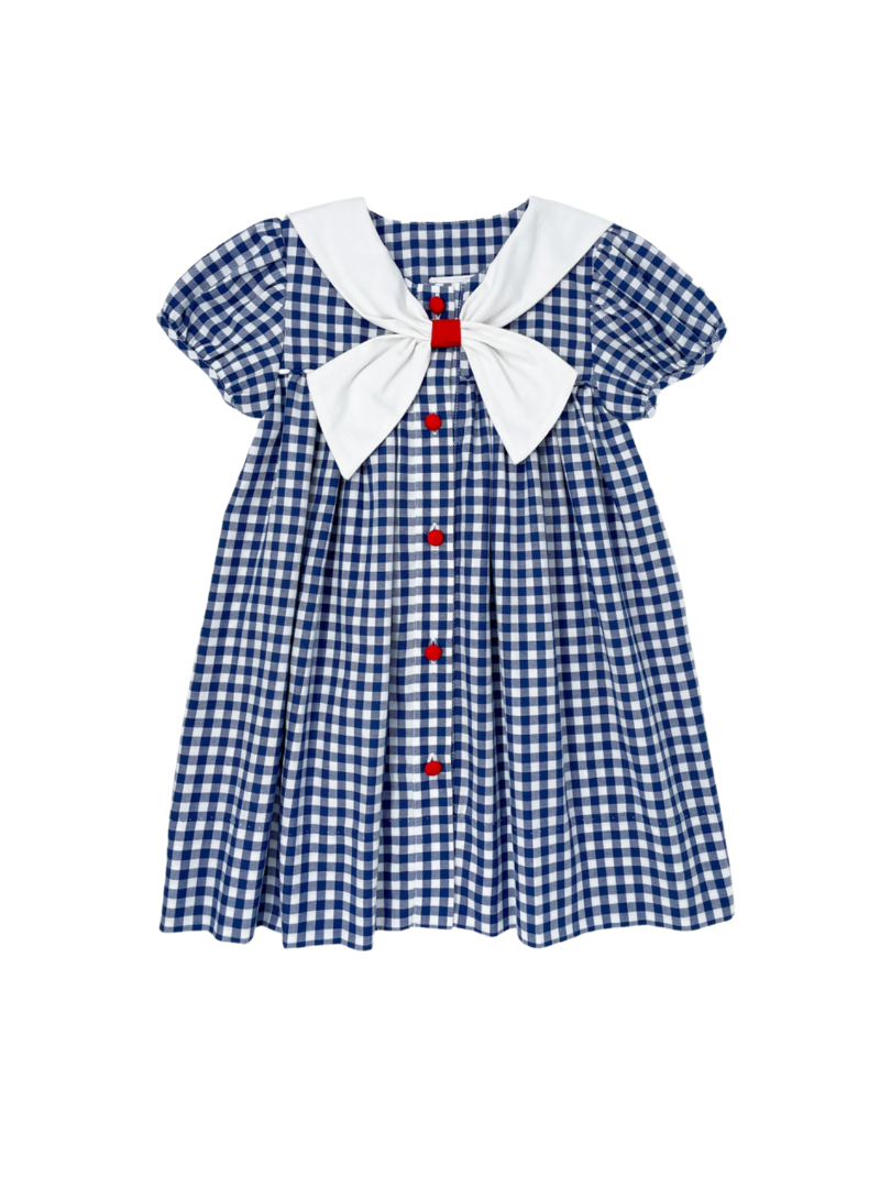 Navy Gingham Sailor Dress