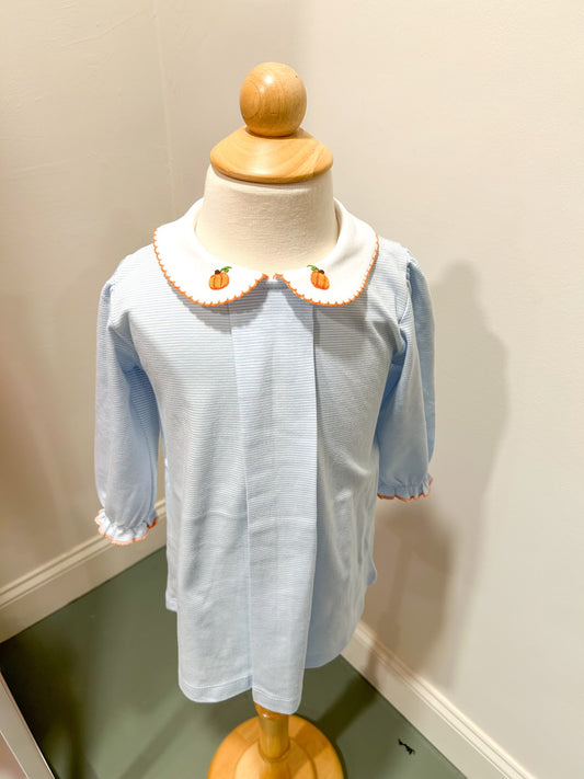 Pumpkin Embroidered Long Sleeve Dress (9m-2T)