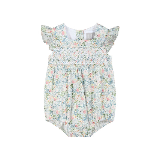 Floral Smocked Flutter Ruffle