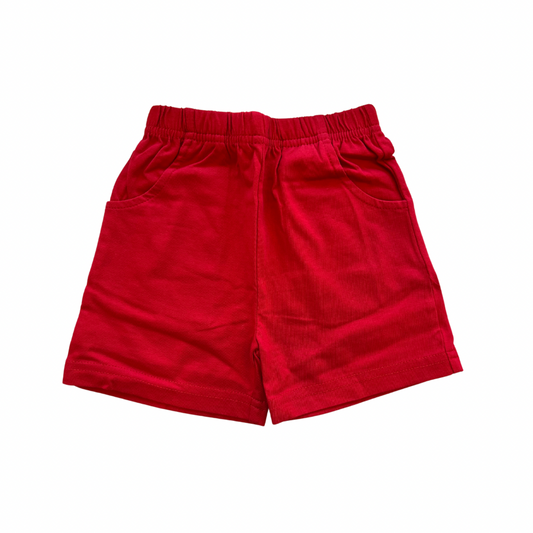Jersey Shorts with Front Pockets - Deep Red