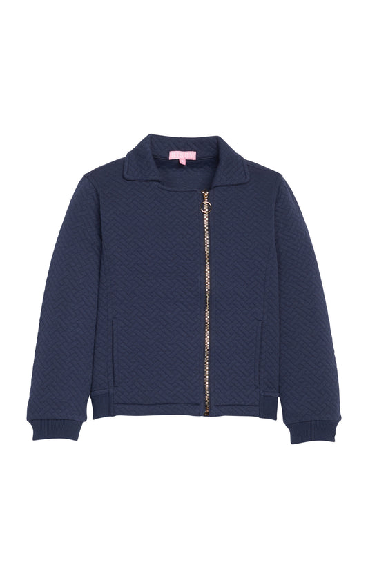 Quilted Moto Jacket Navy Trellis