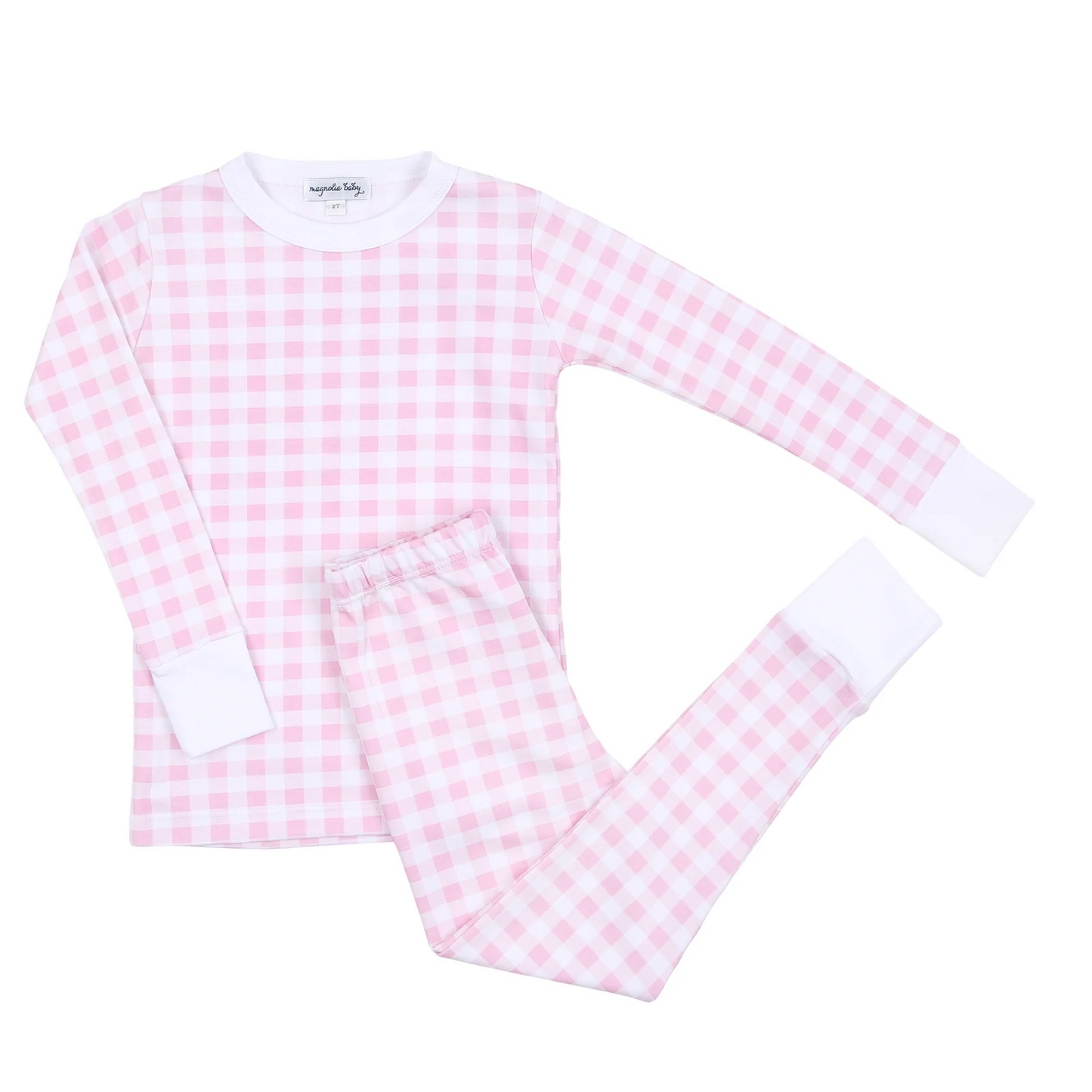 Baby Checks Long Pajamas - Pink or Blue
