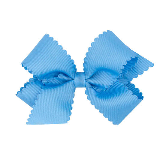 Bright Blue Scalloped Edge Girls Hair Bow