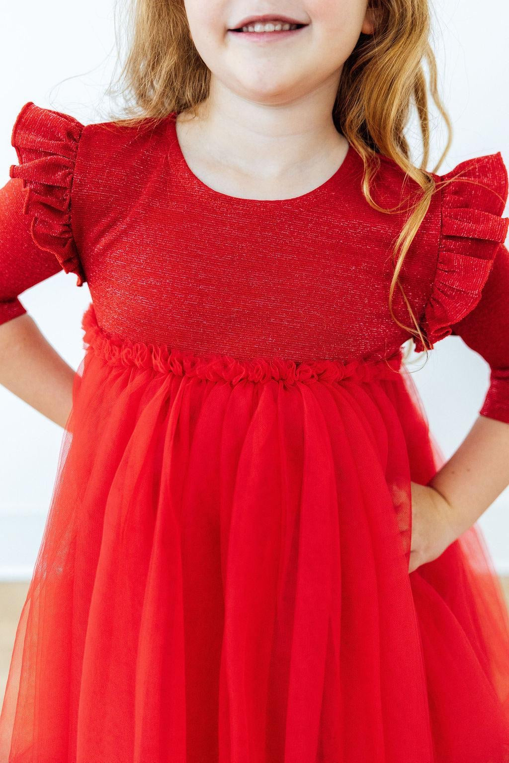 Red Shimmer Tutu Dress