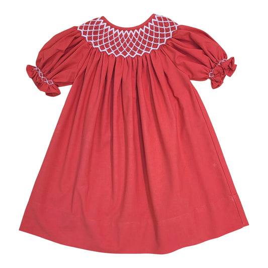 Catherine Red Dress Pearl Neckline