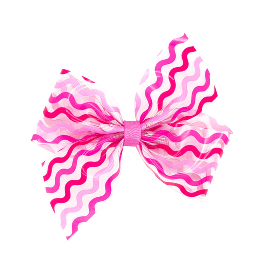 Pink Stripe Vinyl Swim Bow