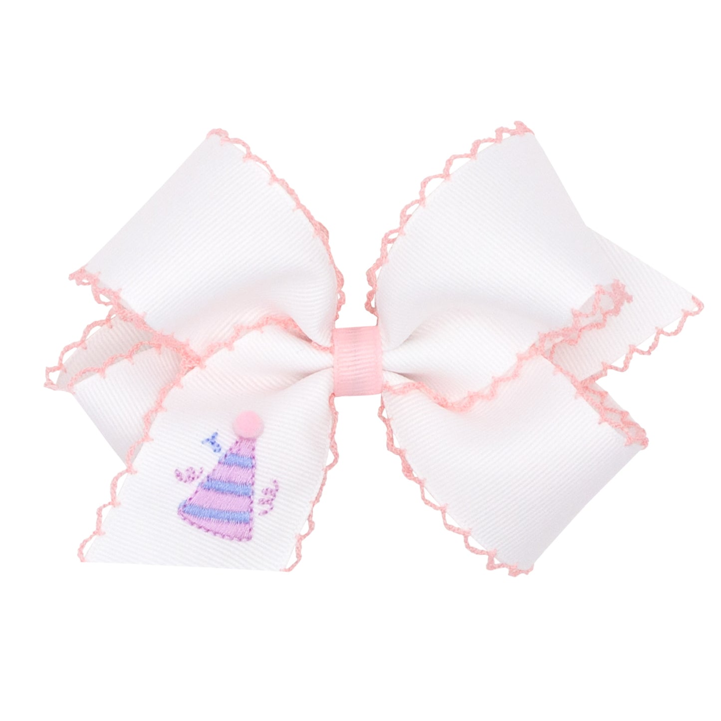 Party Hat Embroidered Moonstitch Girls Hair Bow