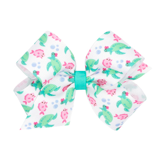 Sea Turtle Print Grosgrain Hair Bow
