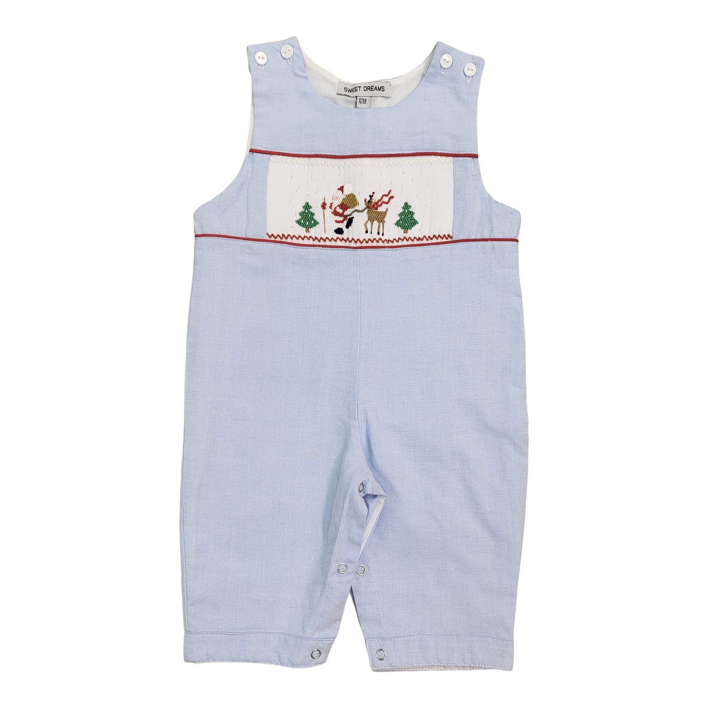 Santa’s Coming Chambray Smocked Longall