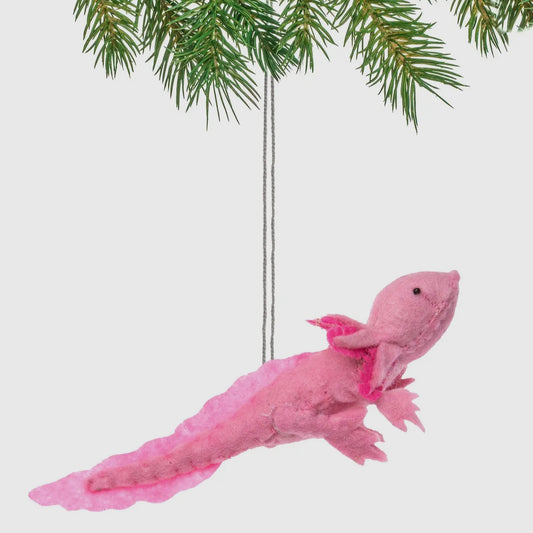 Pink Axolotl Felt Ornament