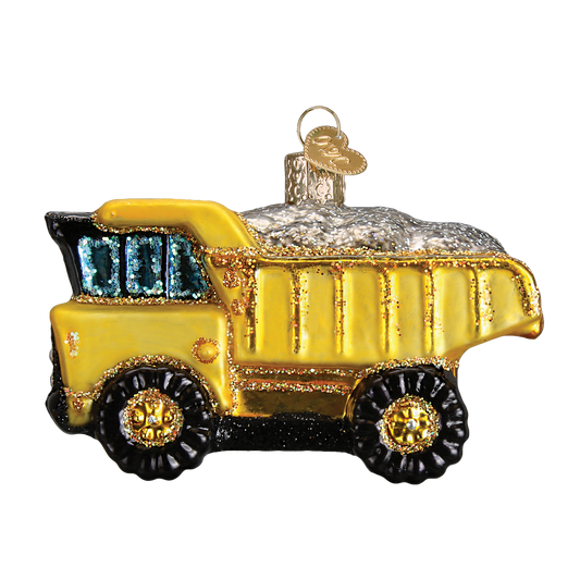 Dump Truck Glass Ornament