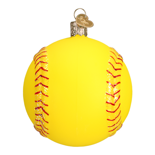 Softball Glass Ornament