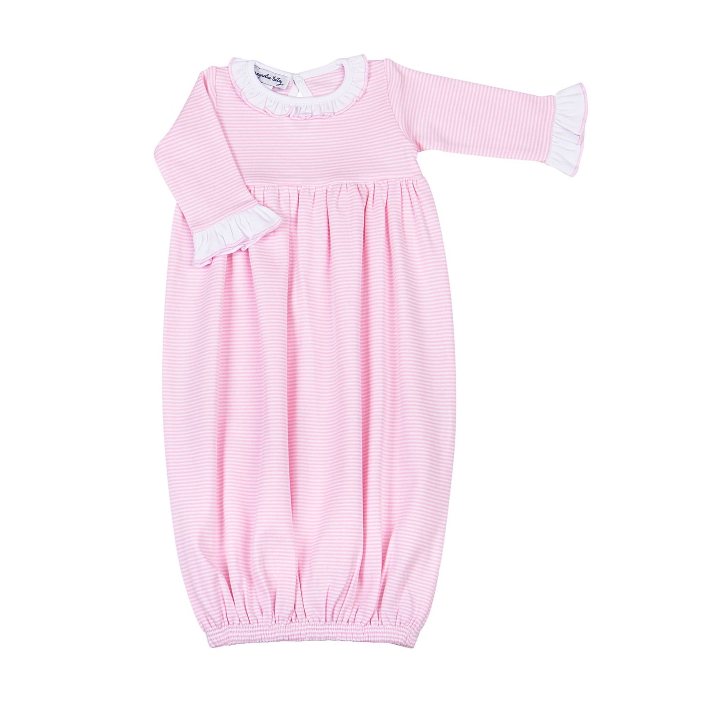 Pink Mini Stripes Ruffle Gathered Gown